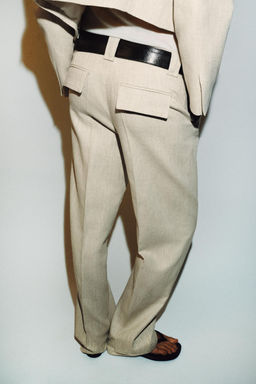 PANTAL?N RECTO TEJIDO R?STICO / Beige claro - Zara фото 4