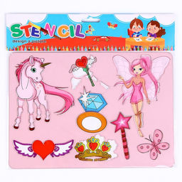 Трафарет для малышей Принцесса и единорог с раскраской