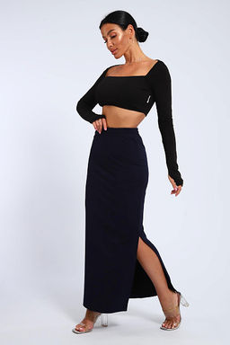 Юбка, футер (01056, черный макси) - Плиона фото 23