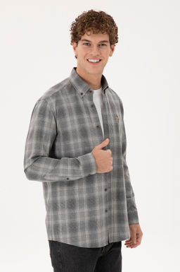 Мужская серая рубашка с длинным рукавом Неожиданная скидка в корзине