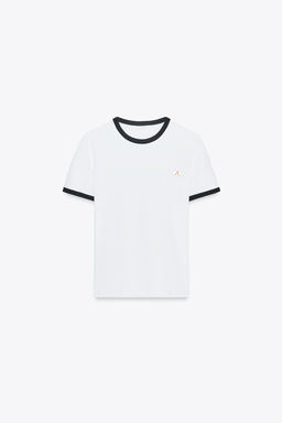 ZARA T-SHIRT WITH TRIM AND BROOCH  фото 5