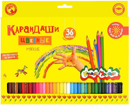 Набор цветных карандашей Каляка-Маляка 36 цв. шестигранные, деревянные, в картонной упаков...