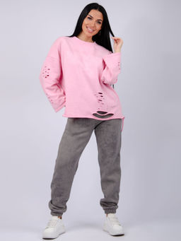 Джоггеры Мистерия 5, футер 3-х нитка начес - Малина фото 45