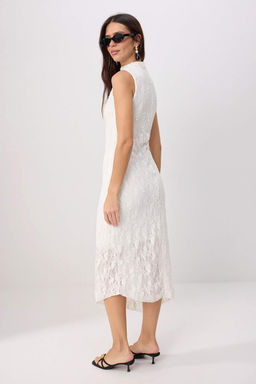 Ekru D_z Bodycon Dik Yaka Standart Kol Kolsuz Maxi Dantel Astarl_ _rme Elbise TWOSS26EL00730 - Trendyolmilla фото 4