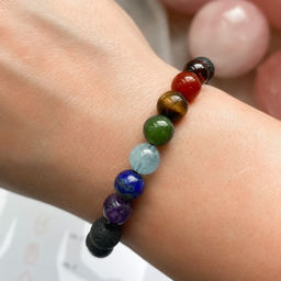 Браслет "7 чакр" из Лавы и Самоцветов 20 см
