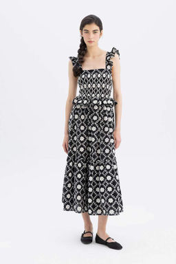 Платье миди с квадратным вырезом и бретелями Lug Von Siga x DeFacto  фото 6