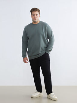 B?y?k Beden Bisiklet Yaka Erkek Sweatshirt