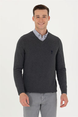 U. S. Polo Assn Мужской базовый свитер антрацитового меланжа - U.s. polo assn фото 8