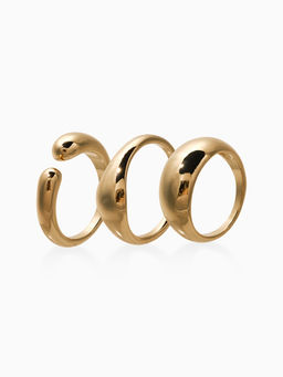 Набор колец 3 шт "Новый стиль" минимализ линий, размер МИКС, цвет золото