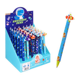 Цена за 36 шт. Ручка гелевая 0.5 мм Космос. Дино, со стираемыми чернилами, синяя, штрихкод на штуке, МИКС Космос/Дино