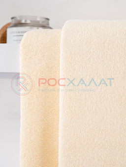 Махровое полотенце без бордюра кремовое ПМ-131 50х90