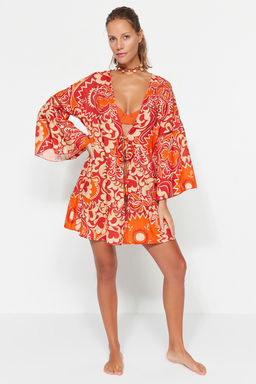 Trendyolmilla Etnik Desenli Mini Dokuma Plaj Kimono&Kaftan TBESS23KM00032