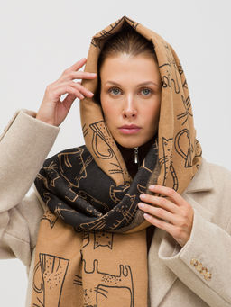 В составе шерсть и кашемир! теплый двусторонний палантин