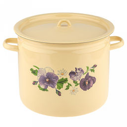 "Анютины глазки" Кастрюля эмалированная 12л, форма цилиндрическая, металлическая крышка, металлические ручки (Россия)