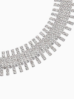 Набор 2 пред-а: серьги, колье со стразами "Лёд" клавиши, d=13,5см, цвет белый в серебре