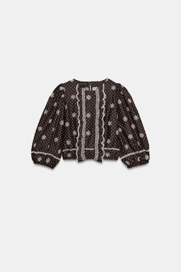 BLUSA LUNARES BORDADOS PERFORADOS / Marr?n - Zara фото 6