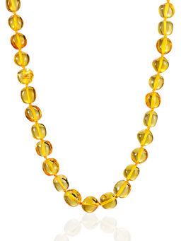 Бусы Мятый шар из лимонного янтаря