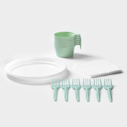 Набор одноразовой посуды Доляна Чайный Премиум, на 6 персон, чашки 140 мл, вилки, тарелки, салфетки