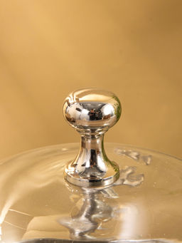 Тортовница со стеклянной крышкой «Олени», 23×23×20 см, алюминий