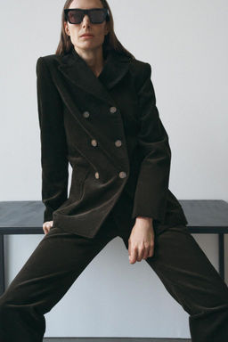 DOUBLE-BREASTED CORDUROY BLAZER ZW COLLECTION - Zara фото 3