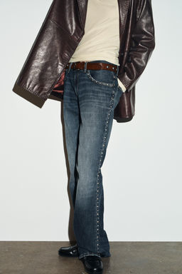 TRF SLUNG LOW-RISE STUDDED JEANS - Zara фото 2
