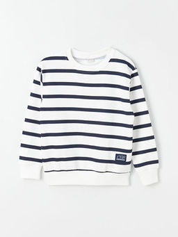Bisiklet Yaka ?izgili Uzun Kollu Erkek ?ocuk Sweatshirt - Waikiki фото 3