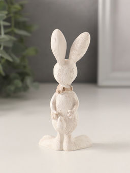 Фигурка полистоун «Белый зайка в полосатом шарфе», 5×3.5×11 см