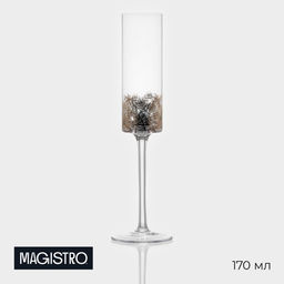 Бокал для шампанского Magistro Золотой лист, 170 мл, d=4.5 см, стекло, прозрачный