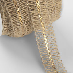 Тесьма декоративная холщовая с пайетками, 20 мм, 10±0.5 м, бежевая