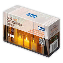 ULD-F064 WW CANDLE SET3 Фигура светодиодная Свеча на батарейках LR44 (в/к), в составе набора из 3 штук. 1 светодиод. Теплый белый свет. TM Uniel - Volpe фото 9