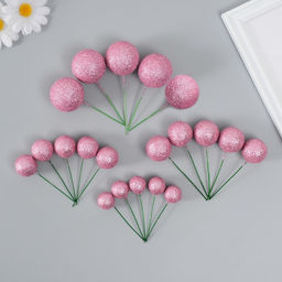 Декор для творчества «Шарики розовый блеск», d=2; 3; 3.5 и 4 см, набор 20 шт.