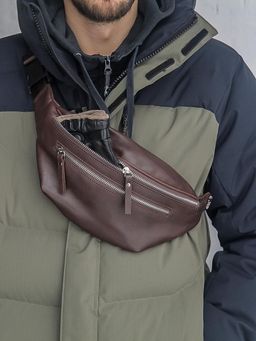 Кожаная поясная сумка dff ДМ 2020/Браун-Евг фото 7