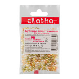 Бусина Zlatka MIX пластик PB 4 мм 10 х 10 г 0.2 г №04 ассорти