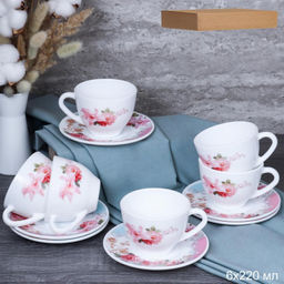 Чайный набор 12 предметов 220 мл картон / GRAY-GB220 (6801) /уп 8/ Розы на голубом