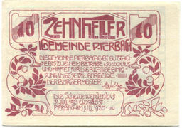Банкнота 10 геллеров 1920 года Австрия  Пирбах (нотгельд)