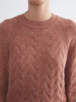 Bisiklet Yaka Kendinden Desenli Kad?n Triko Kazak