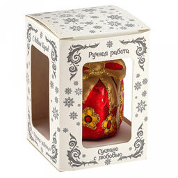Елочная игрушка фигурка стеклянная Подарок Народные Узоры h6см, ручная художественная роспись, подарочная упаковка (Россия) - Домашняя мода фото 3