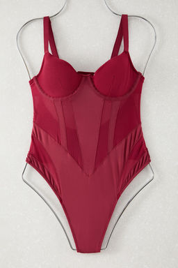 TRENDYOLMILLA Bordo Micro Tul Detayl? C?tc?tl? Orme Body THMAW25BD00006  фото 5