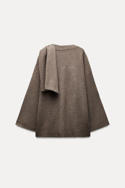 SHORT KNITTED COAT WITH SCARF - Zara фото 19