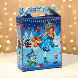 Цена за 5 шт. Подарочная коробка новогодняя Подарок «Зимние забавы» 16.8×7×25 см