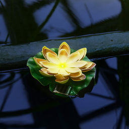 USL-S-827/PT060 YELLOW WATERLILY Садовый светильник на солнечной батарее Желтая кувшинка. Плавающий. 1 светодиода. Теплый белый свет. 1*ААA Ni-Mh аккумулятор в/к. IP44. TM Uniel - Volpe фото 4