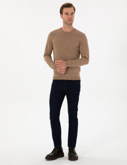 Lacivert Slim Fit Pamuk Kar___ml_ Jean Pantolon