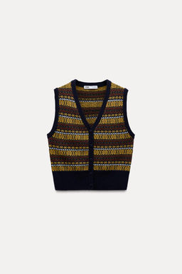 JACQUARD KNIT WAISTCOAT - Zara фото 6