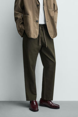PANTAL?N RELAXED FIT ALGOD?N - LINO / Khaki oscuro - Zara фото 10