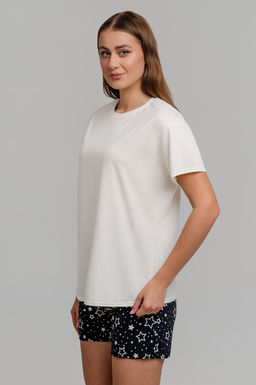 Арт. 9151 Пижама с шортами 42-50 (5 шт) Цвет:верх-молочный,низ-черный - Калинка фото 6
