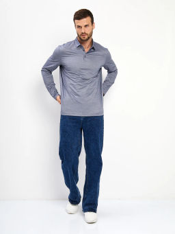 Джемпер мужской с воротником поло GREG G155-PM4-LT1636 (сине-серый)  фото 13