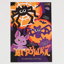 Набор для создания игрушки из меховых палочек Паук и летучая мышь