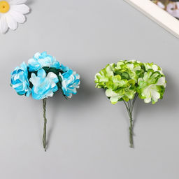 Цена за 23 шт. Декор для творчества «Пестрые цветы» МИКС, 9 см (1 набор=1 букету) в букете 6 цветков