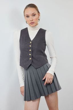 TRENDYOLMILLA Antrasit Basic Duz/ Crop Regular Dokuma Yelek TWOAW25YE00058 фото 2