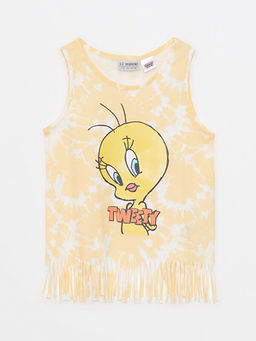 Bisiklet Yaka Tweety Bask?l? Pamuklu K?z ?ocuk Atlet